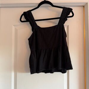 New Look Black Ruffle Strap Tank Top